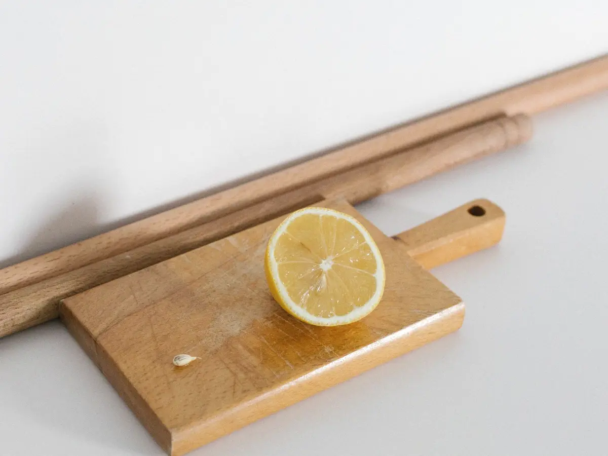 An end-grain board built from blocks of hardwood